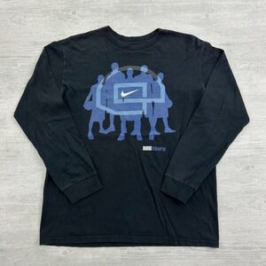 Vintage Y2K Nike Hoops Long Sleeve Shirt Size Medium Black Sports Logo